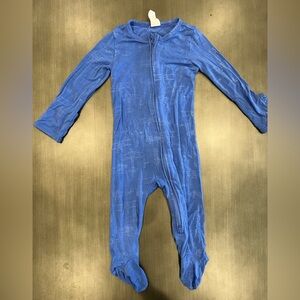 Kate Quinn Blue Zip-Up Airplane Print Footies sz 6-9M